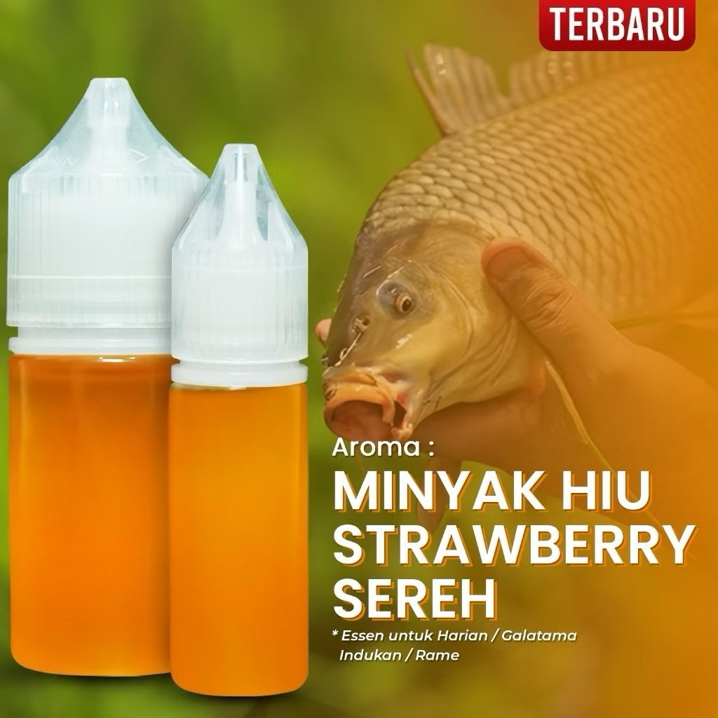 ESSEN MINYAK HIU STRAWBERRY SEREH | Aroma Gacor Ikan Mas Targetan Indukan & Rame Galatama Harian