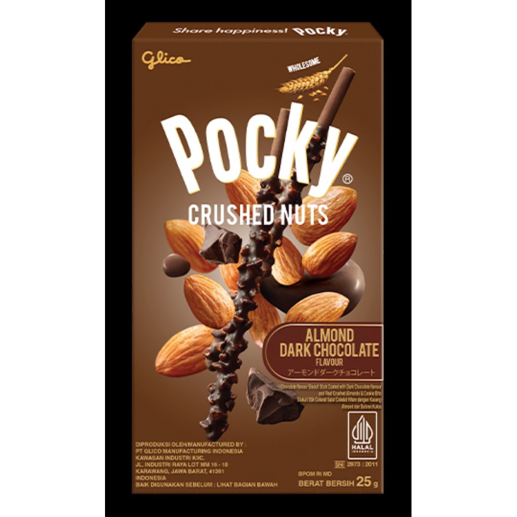 

Pocky Crushed Nuts Biskuit Stik Almond Dark Cokelat 25 g