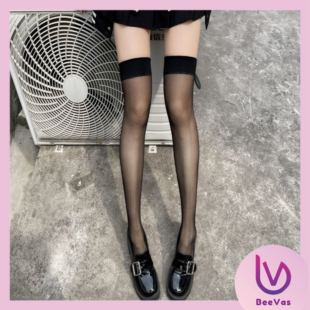 BV.ID ST2076 Stocking Legging Motif Transparan Model Garis Garis Cantik Lingerie Wanita Renda
