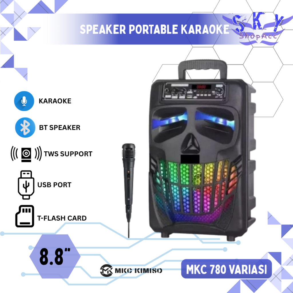 Speaker Bluetooth Portable 780 Series 8.5 Inch Free Micropone Kimiso Dan Brain Power