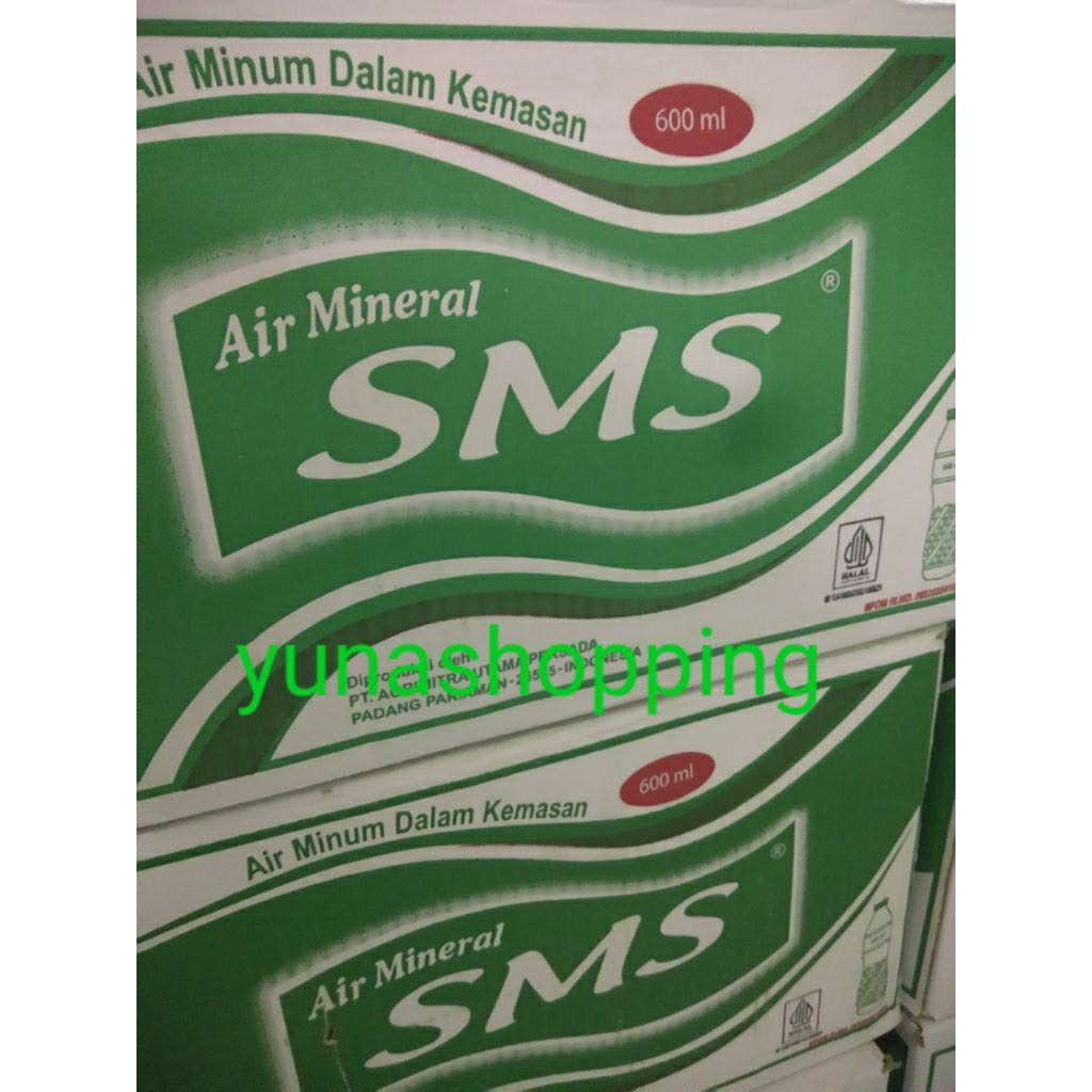 

Sms air mineral 1 karton isi 24 botol @600 ml