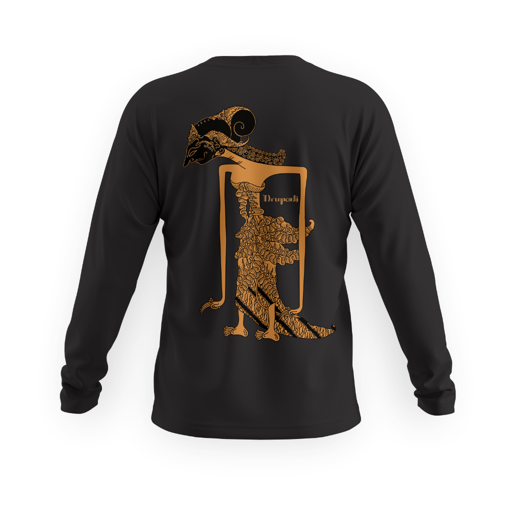 Kaos Wayang Drupadi Lengan Panjang Warna Hitam