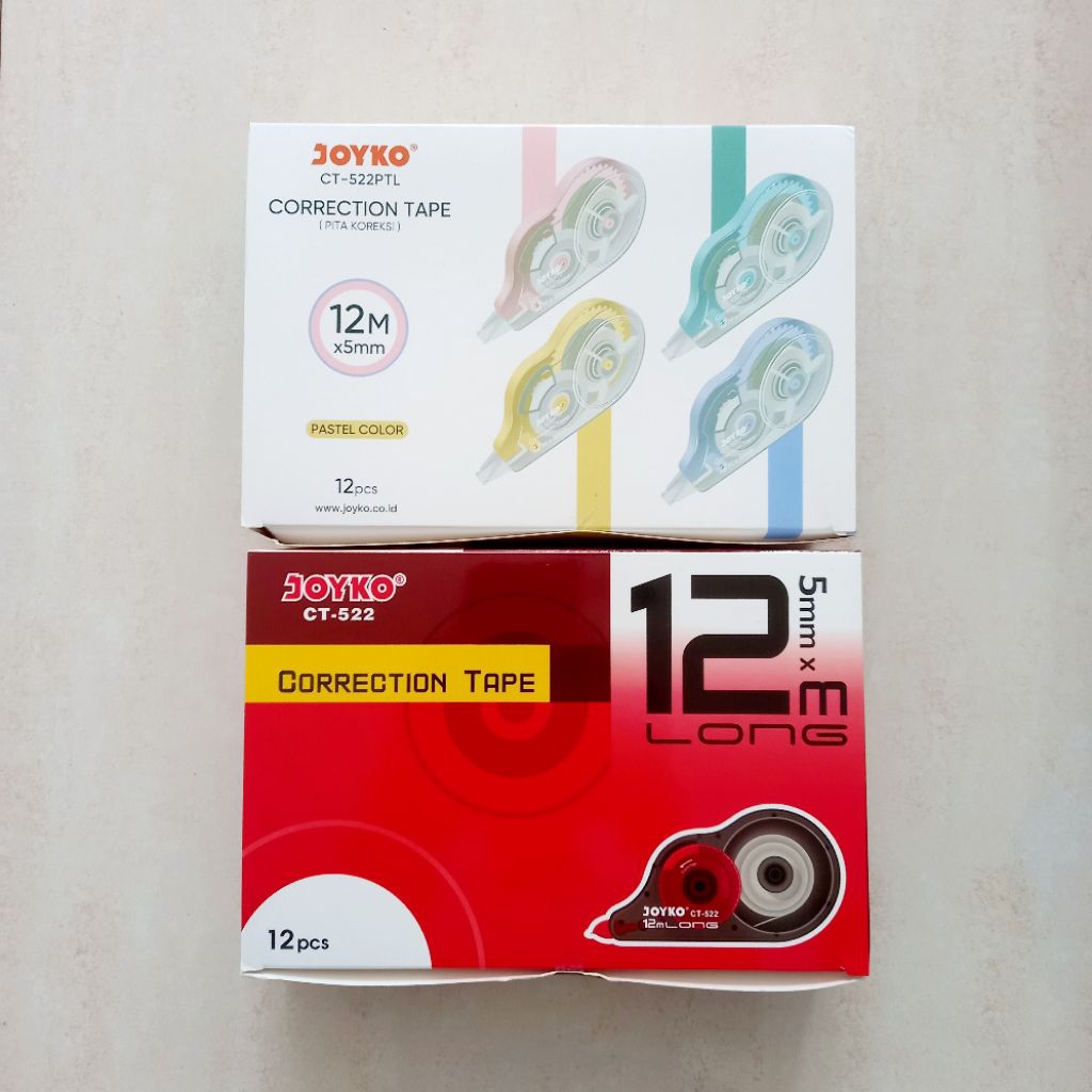 

[ PACK ISI 12 PCS MURAH ] Pita Koreksi Kertas Correction Tape 12 m Joyko CT - 522 / CT - 522PTL Tipe X
