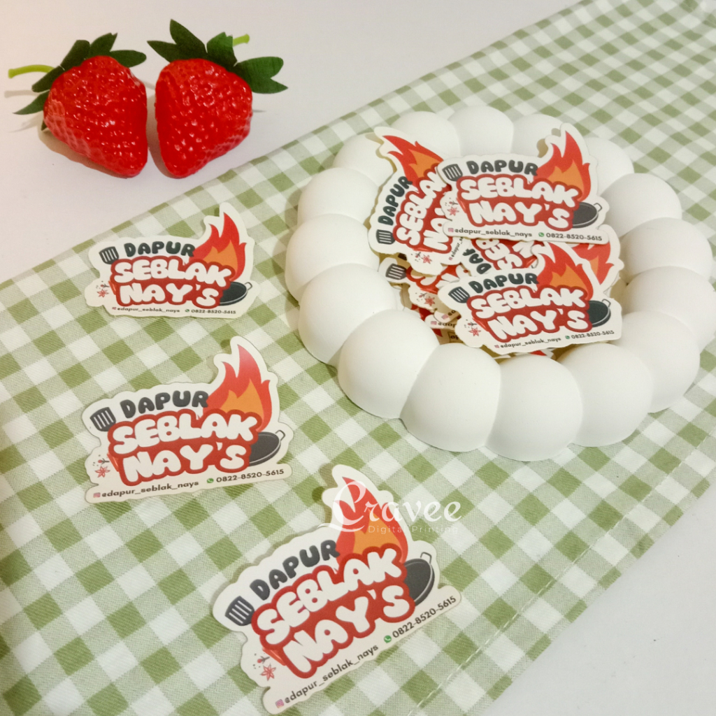 

Stiker Cutting Custom/Stiker Kemasan Makanan/Stiker Seblak/ (Bahan Vinyl Anti Air)