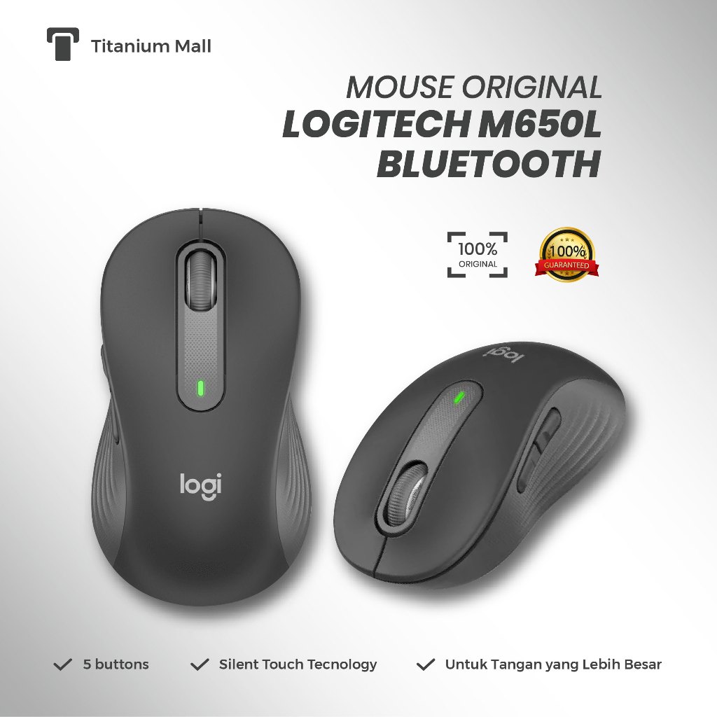 Logitech M650L Mouse Dual-Mode Bluetooth & Bolt Nyaman