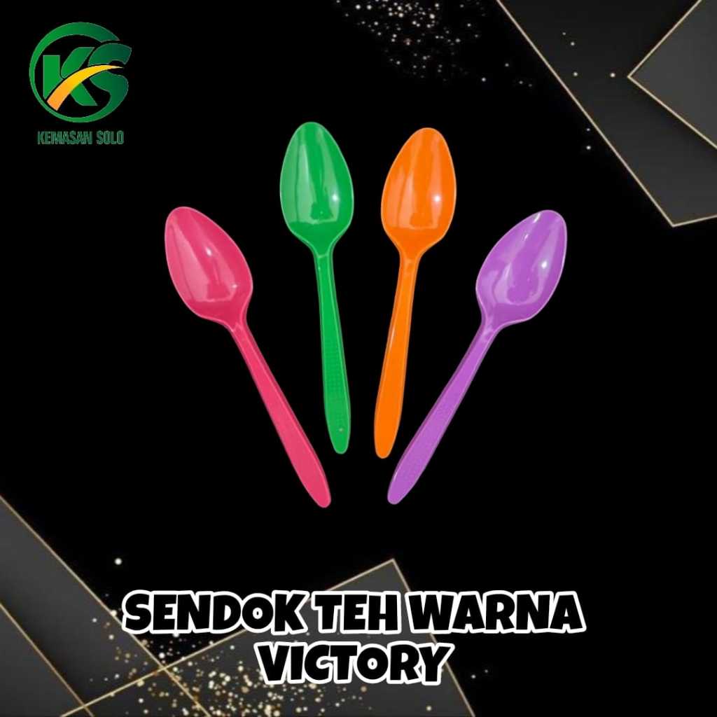 VICTORY Sendok teh / puding plastik WARNA isi 100 pcs