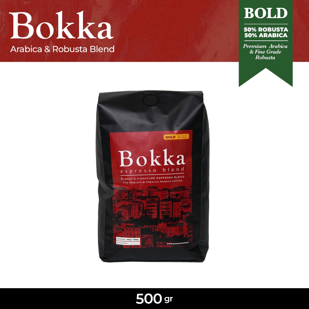 

Bokka Bold 500GR - Biji Kopi Espresso Blend Arabica 50% Robusta 50%-Cappuccino-Latte-Es Kopi Susu