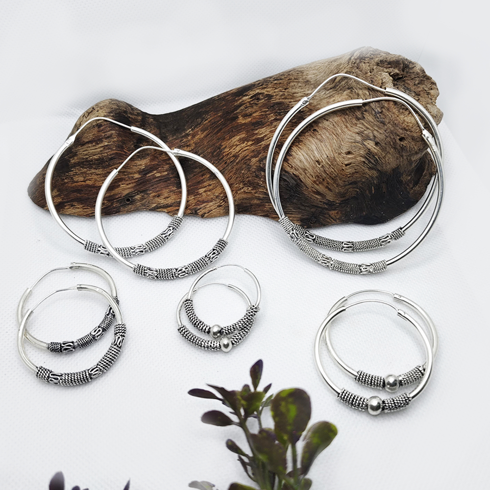 Anting Hoop Wanita Alloy Alpaka Lapis Perak Jersey Kawat Lilit Lianna