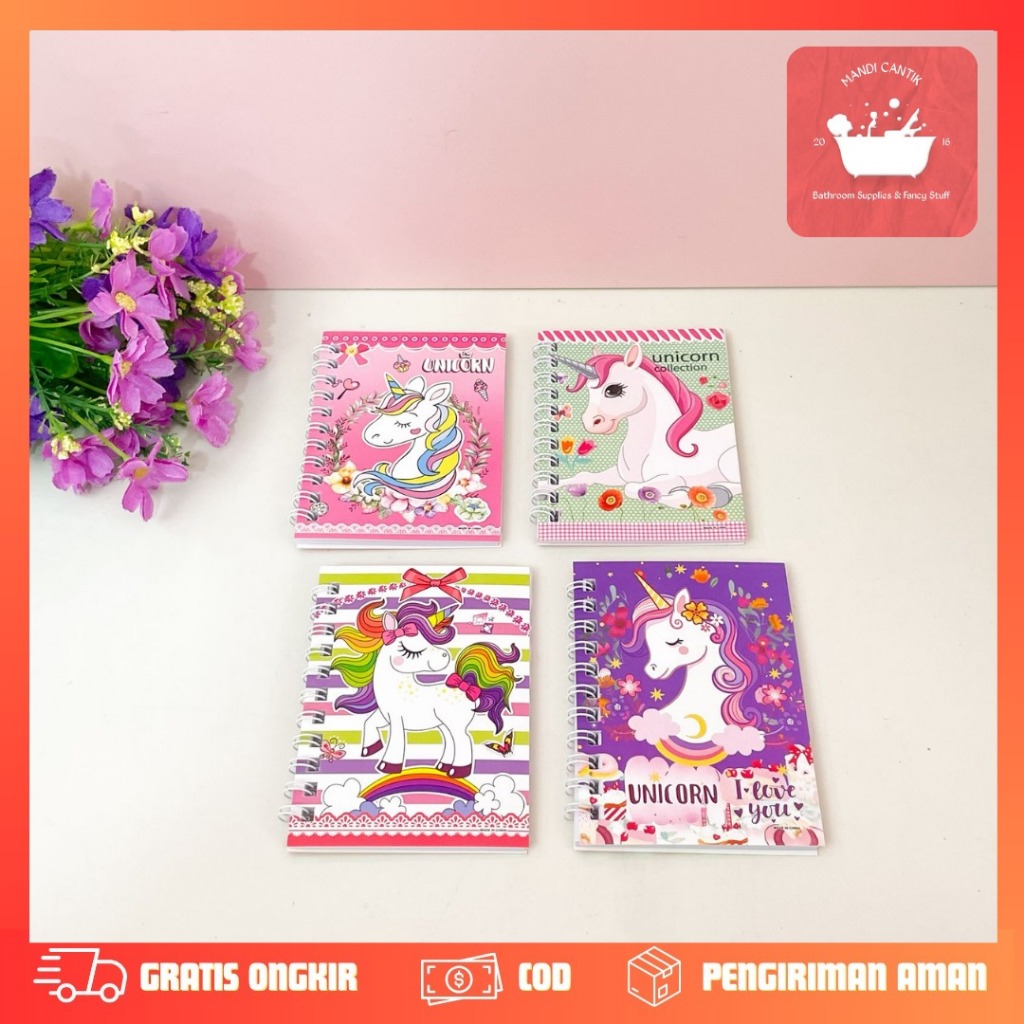 

BUKU BINDER SPIRAL A7 UNICORN 1 RENCENG ISI 4 PCS BK-1948 NOTEBOOK BUKU TULIS DIARY SPIRAL MURAH PAKET LUCU IMUT