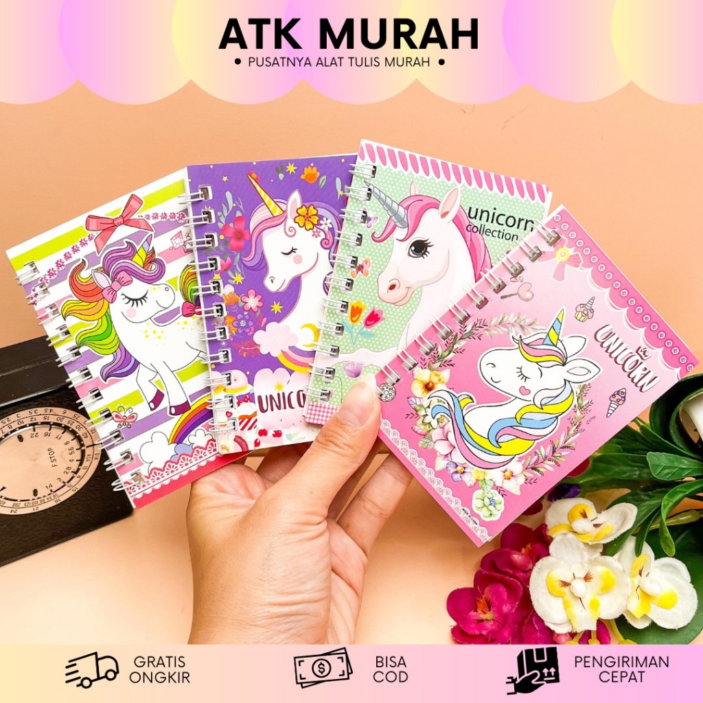 

BUKU BINDER SPIRAL A7 UNICORN 1 RENCENG ISI 4 PCS BK-1948 NOTEBOOK BUKU TULIS DIARY SPIRAL MURAH PAKET LUCU IMUT