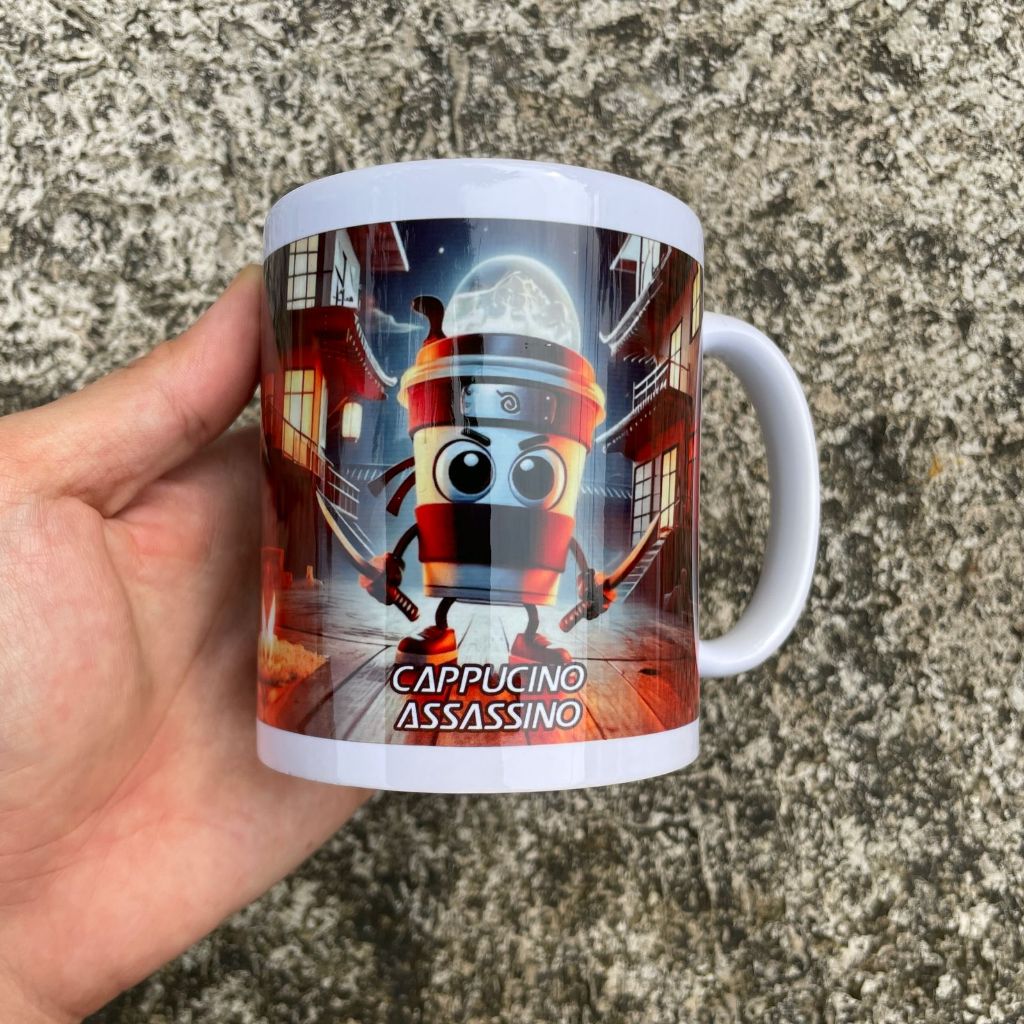 Anomali Brain Rot Mug Gelas Gambar Tung Tung Sahur Capucino Asasino Balerina Tralalero Souvenir