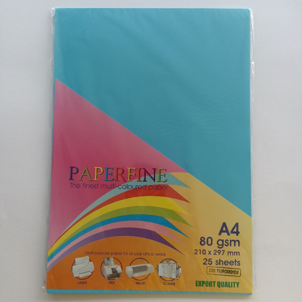 

Paperfine A4 220 Turquoise | Kertas A4 Warna Turquoise | Hvs A4 80 gsm | Paper Color 210X297mm