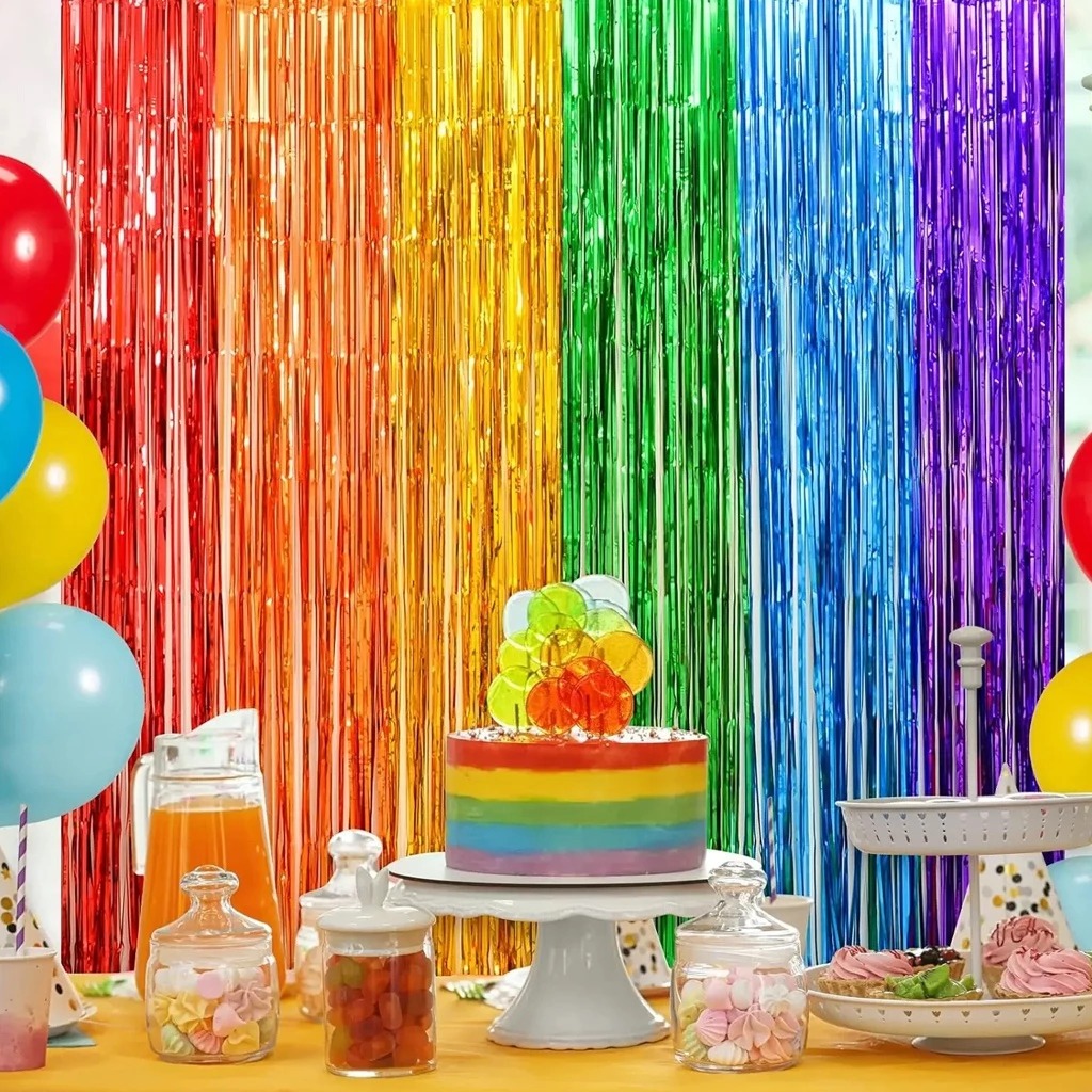 Dekorasi Hujan Tirai Pesta Pernikahan Dekorasi Pesta Tirai Warna-warni -READY STOCK