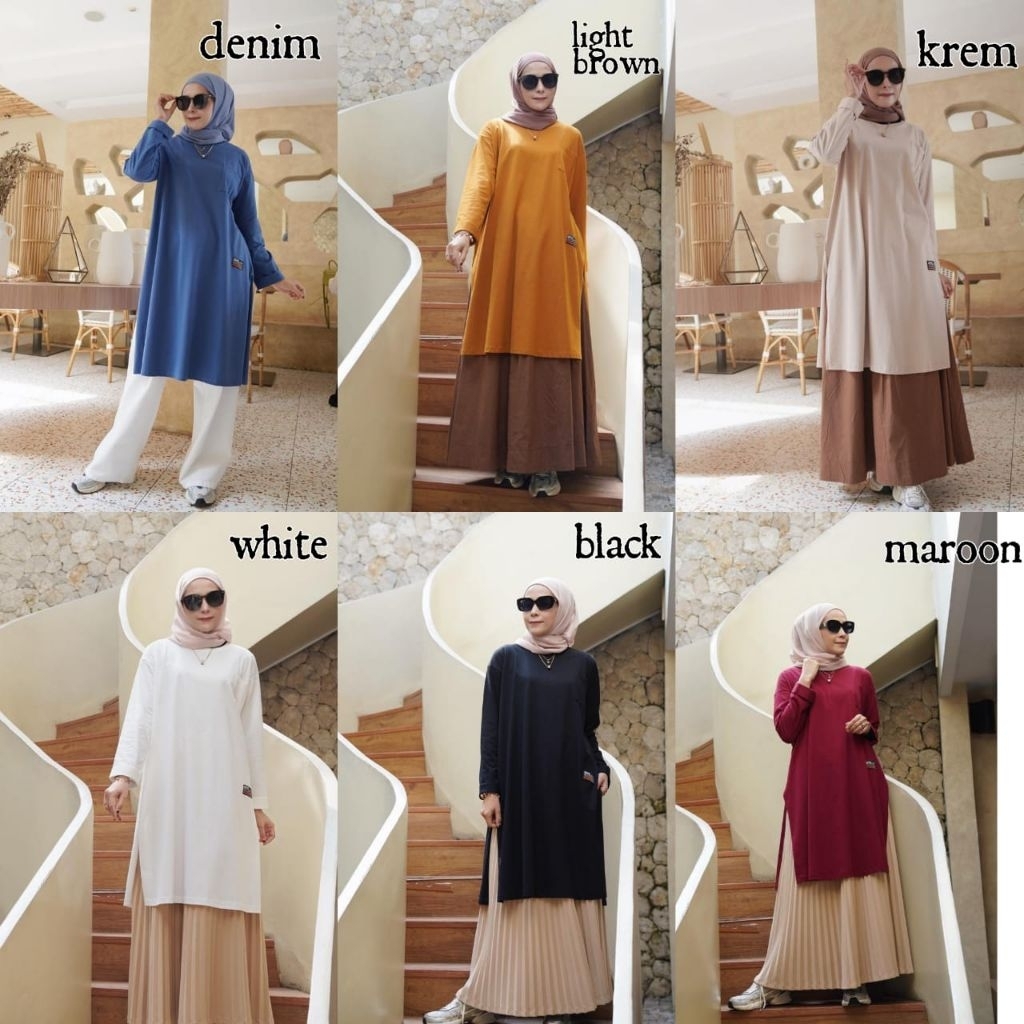 Tunik bahan kaos combed 24s premium by.gyl