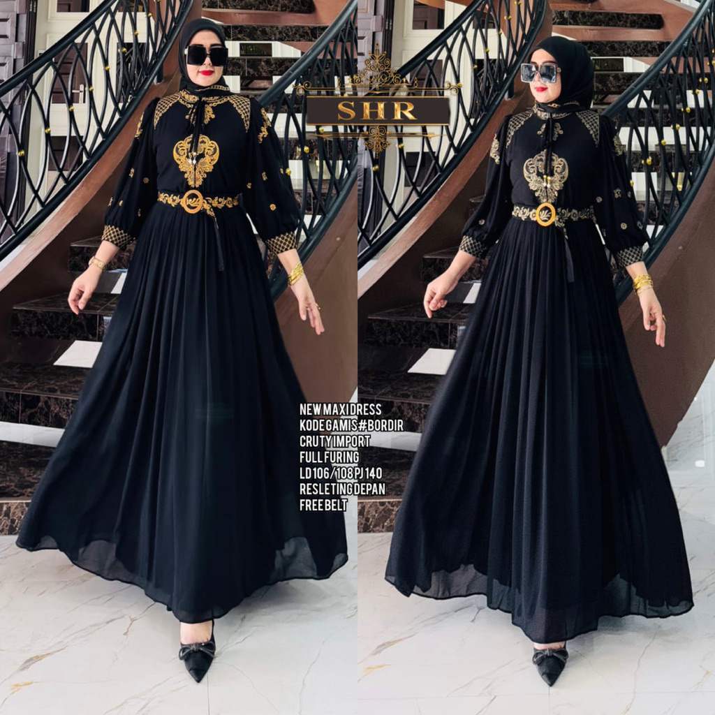 “NEW” READY MAXI DRESS SULTAN PIK TALI BORDIR CERUTY BY SHR // GAMIS SHR ORI // GAMIS WANITA MUSLIMA