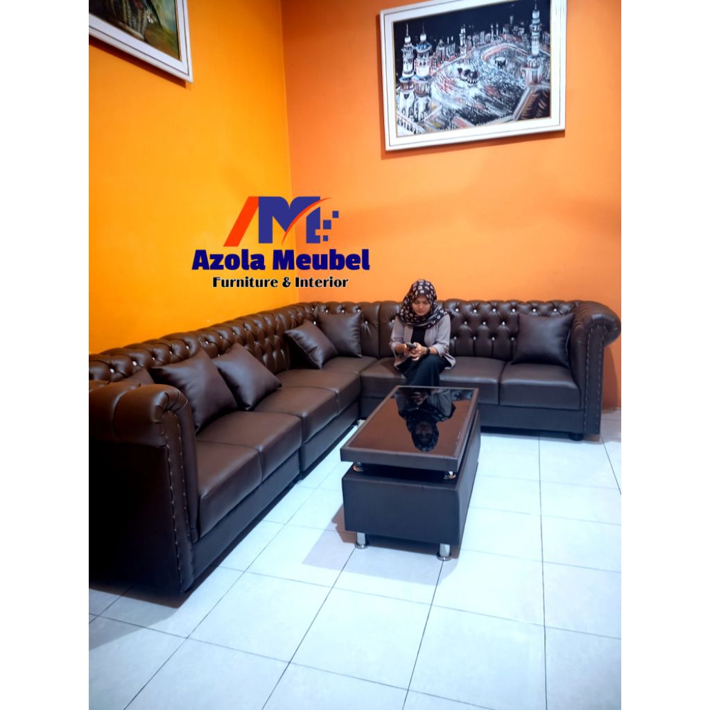 sofa sudut Chesterfield