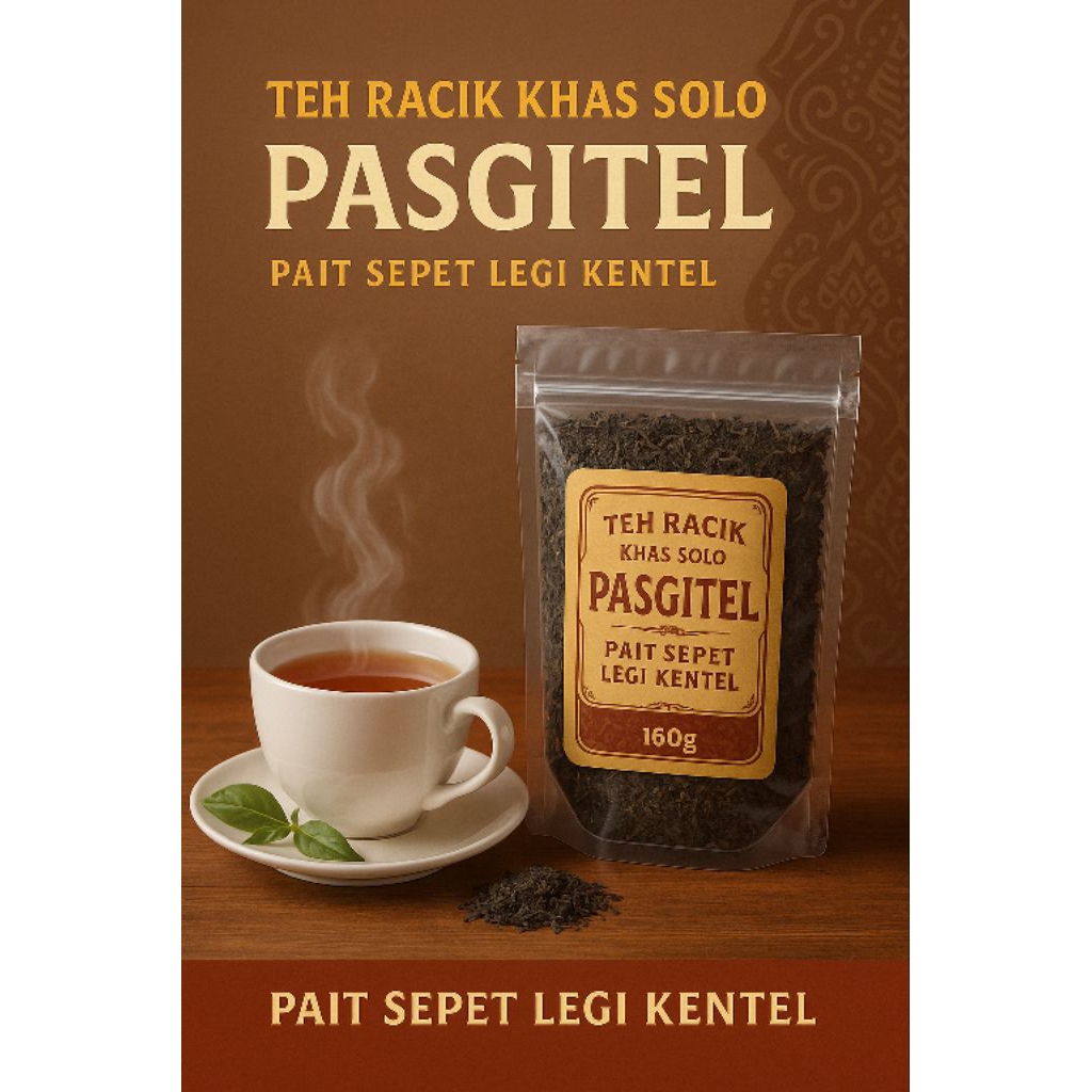 

Teh Racik Solo PASGITEL – Pahit Sepet Kenthel, 160gr | Teh Tradisional Kental Wangi