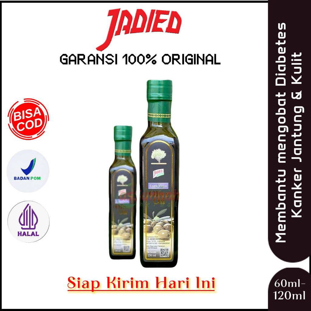 

JADIED ZAITUN ORIGINAL MINYAK ZAITUN EXTRA VIRGIN OLIVE OIL ASLI BANTU DIABETES & KESEHATAN KULIT