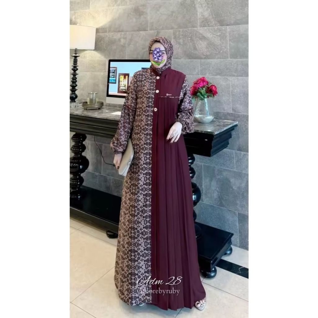 gamis modern gamis set hijab motif terbaru gamis simple elegan kekinian adm28 edisi arumi set