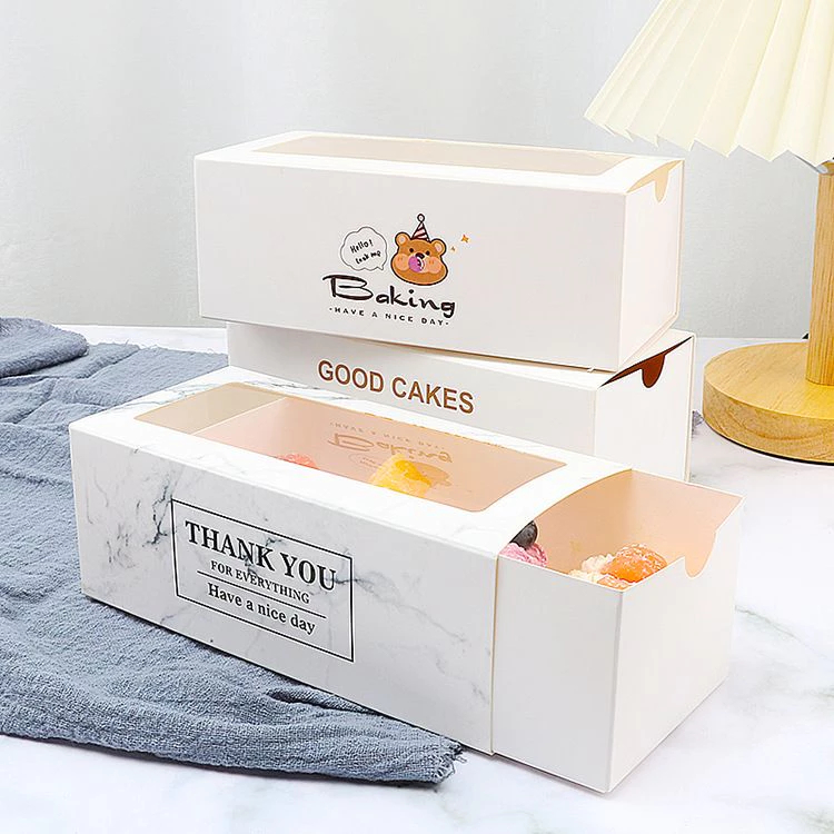 10pcs Dus Box Donut Panjang Kue Roll Cake Roti Donut Dus Panjang Kue Box Bolu Gulung