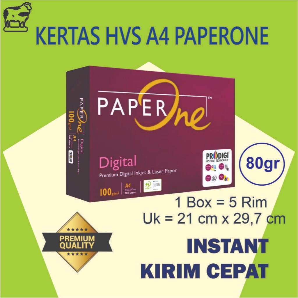 

Ay00! Kertas HVS Paperone A4 80 Gr 1 Rim (500 Lbr) Kertas Print/Fotocopy Dokumen Penting Kantor,