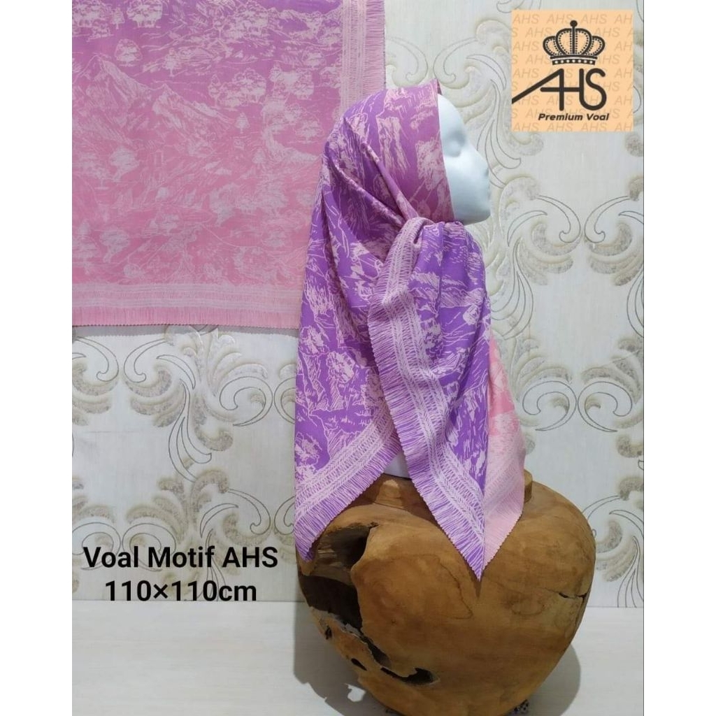 NUANSA PINK UNGU hijab segiempat denay voal motif semarang