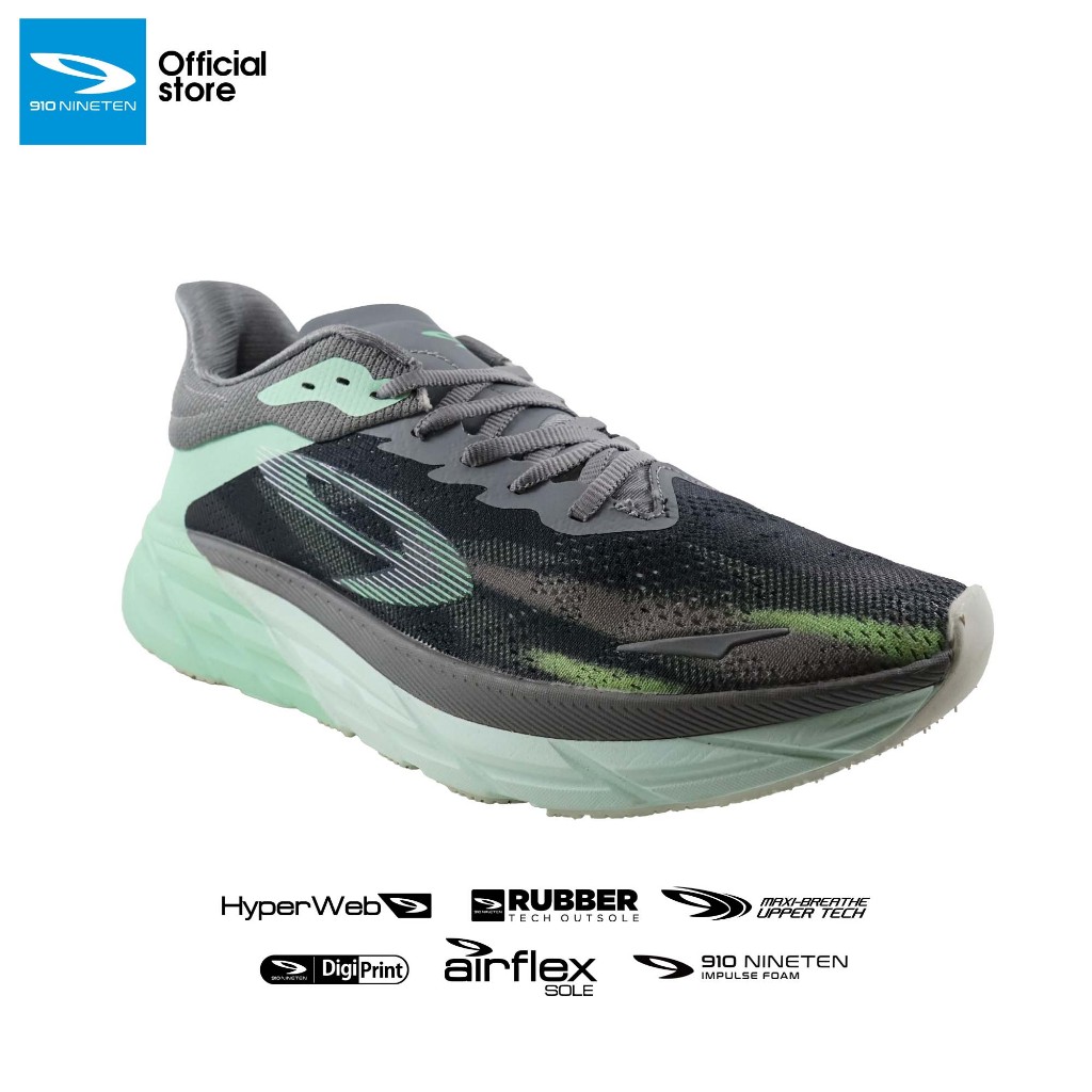 Sepatu Running Fuuto Revenge Abu-Tua/Hijau-Mint