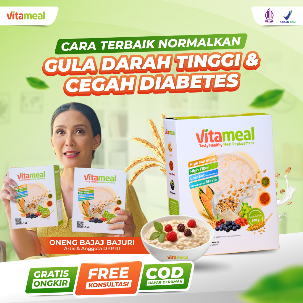 

VITAMEAL Asli Sereal Sehat Multigrain Bantu Turunkan Gula Darah Tinggi Mencegah Diabetes Kolesterol Kebas Kesemutan Asam Lambung Maag VITAMIL VETAMEAL GERD Alami Tanpa Efek Samping