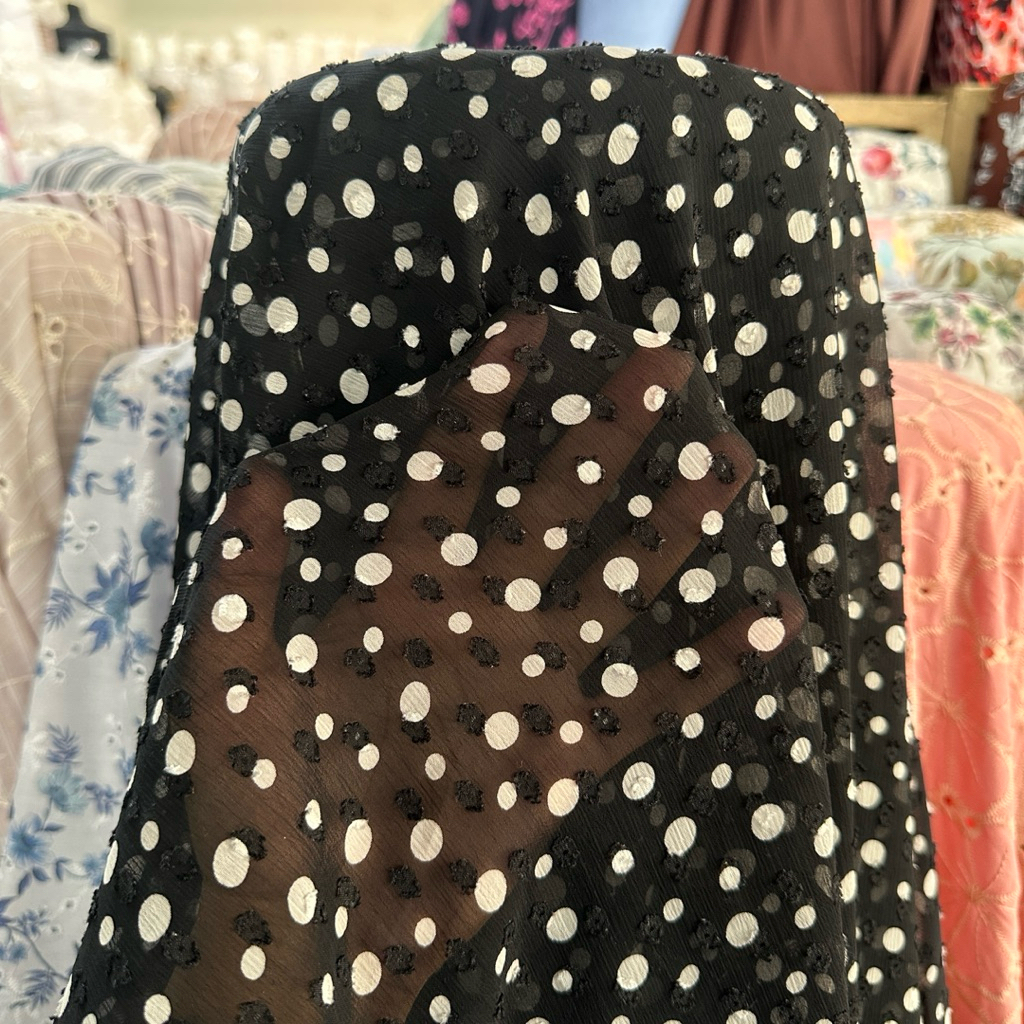 Kain Sifon Ceruty Yoryu - Ceruti Yoryu Motif timbul - Kain Ceruti Motif Polkadot
