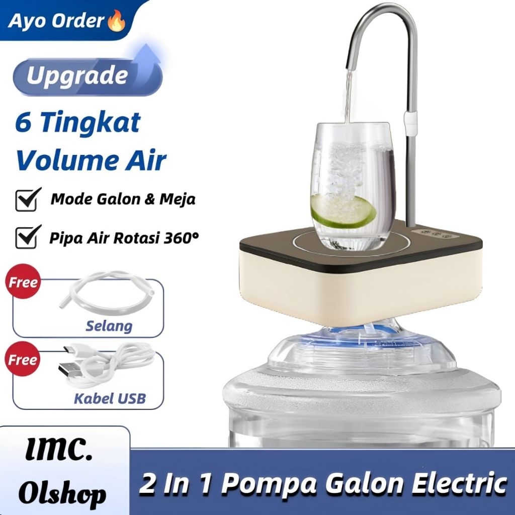 Pompa Galon Meja Praktis Electric Pompa Galon Selang 360 Derajat Rechargeable