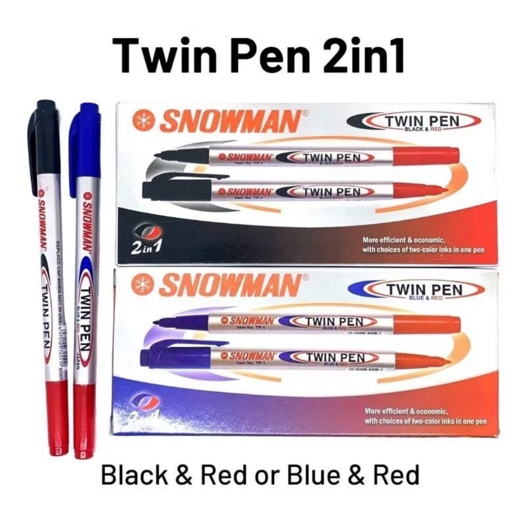 

(Lusinan) Twin Pen Snowman 2in1