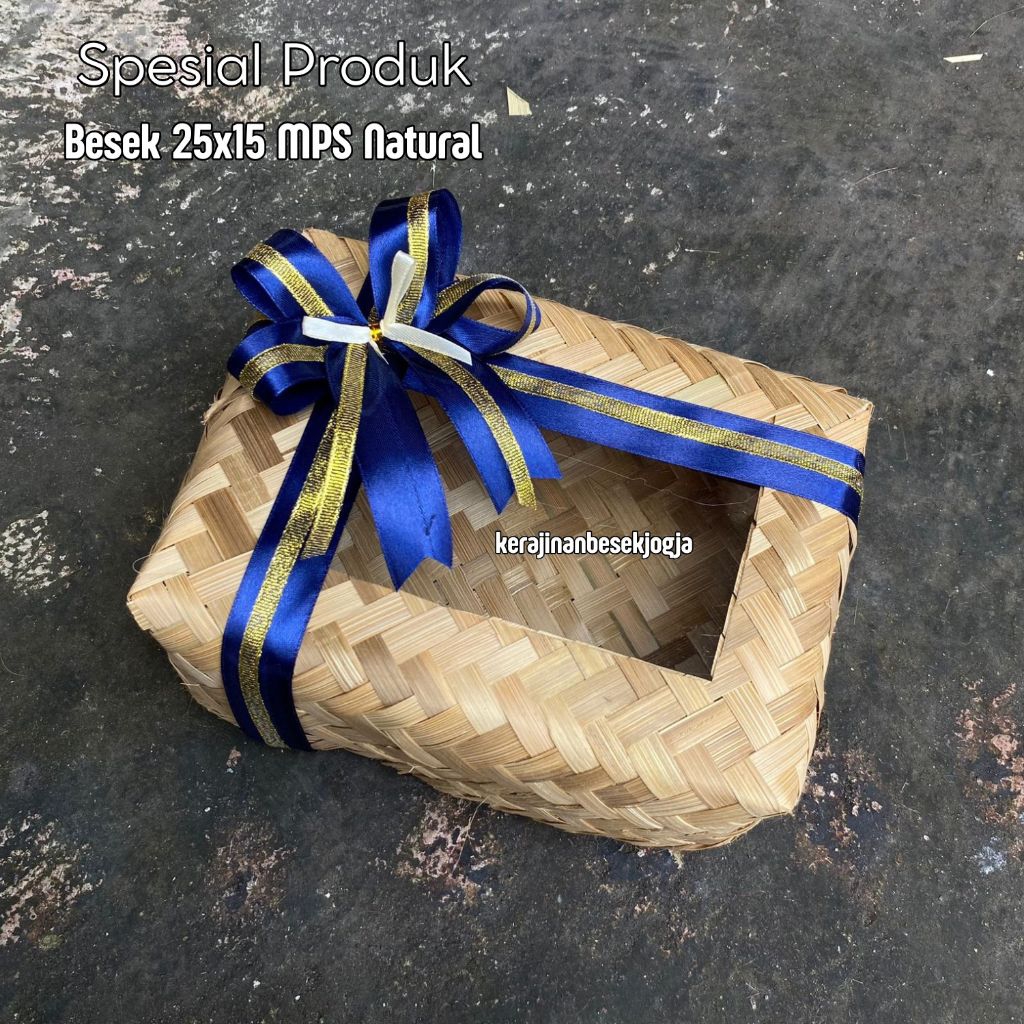 BESEK 25X15 NATURAL MIKA PITA MURAH | besek bambu besek cantik besek persegi panjang hantaran