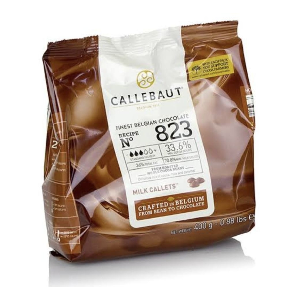 

Callebaut 823 Milk Chocolate Button Converture 33,6 % Coklat Belgium Orginal Packing 400 Gr
