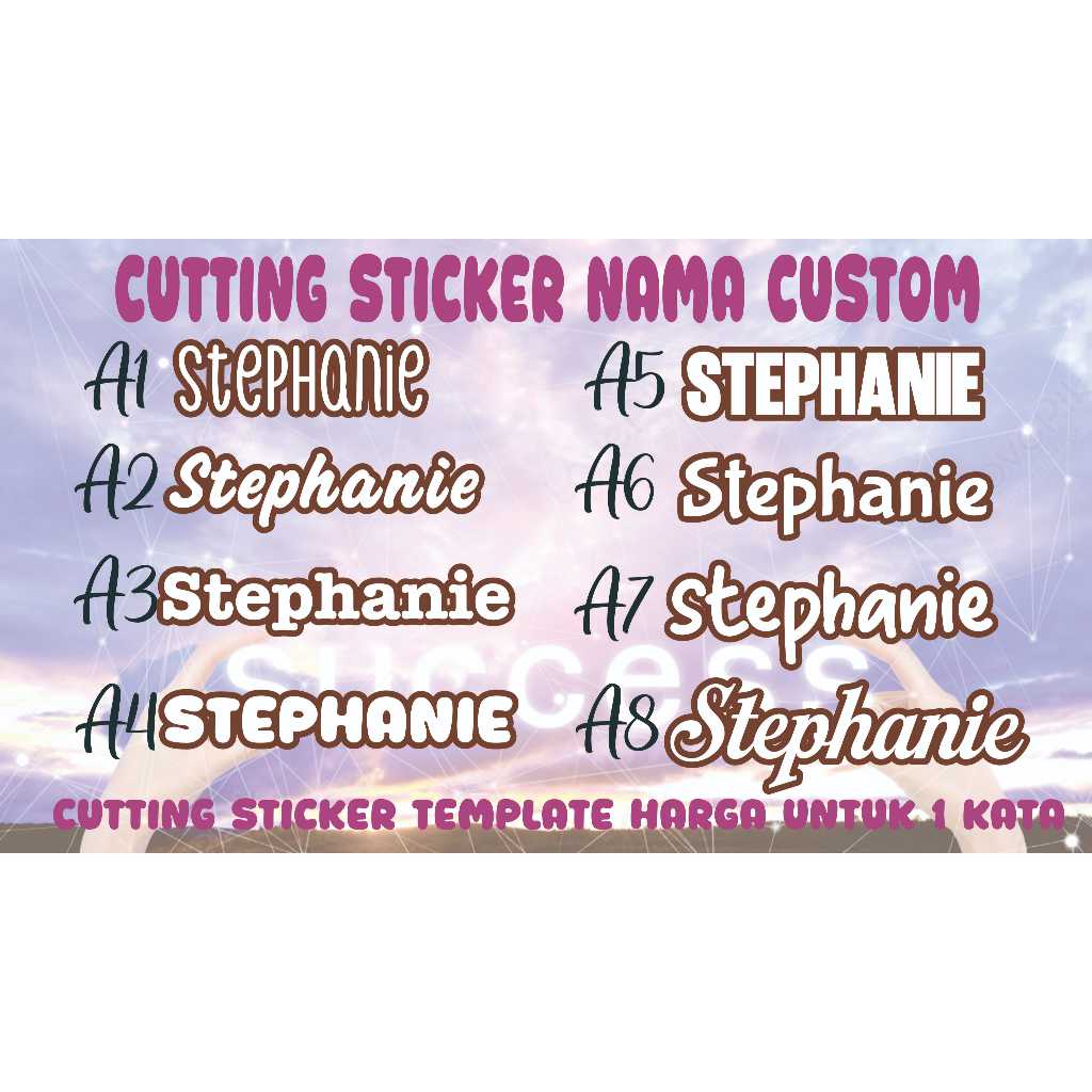 

Cutting Sticker Nama (tengah bolong) HOLOGRAM, GOLD DAN WARNA LAIN CUSTOM dan MURAH