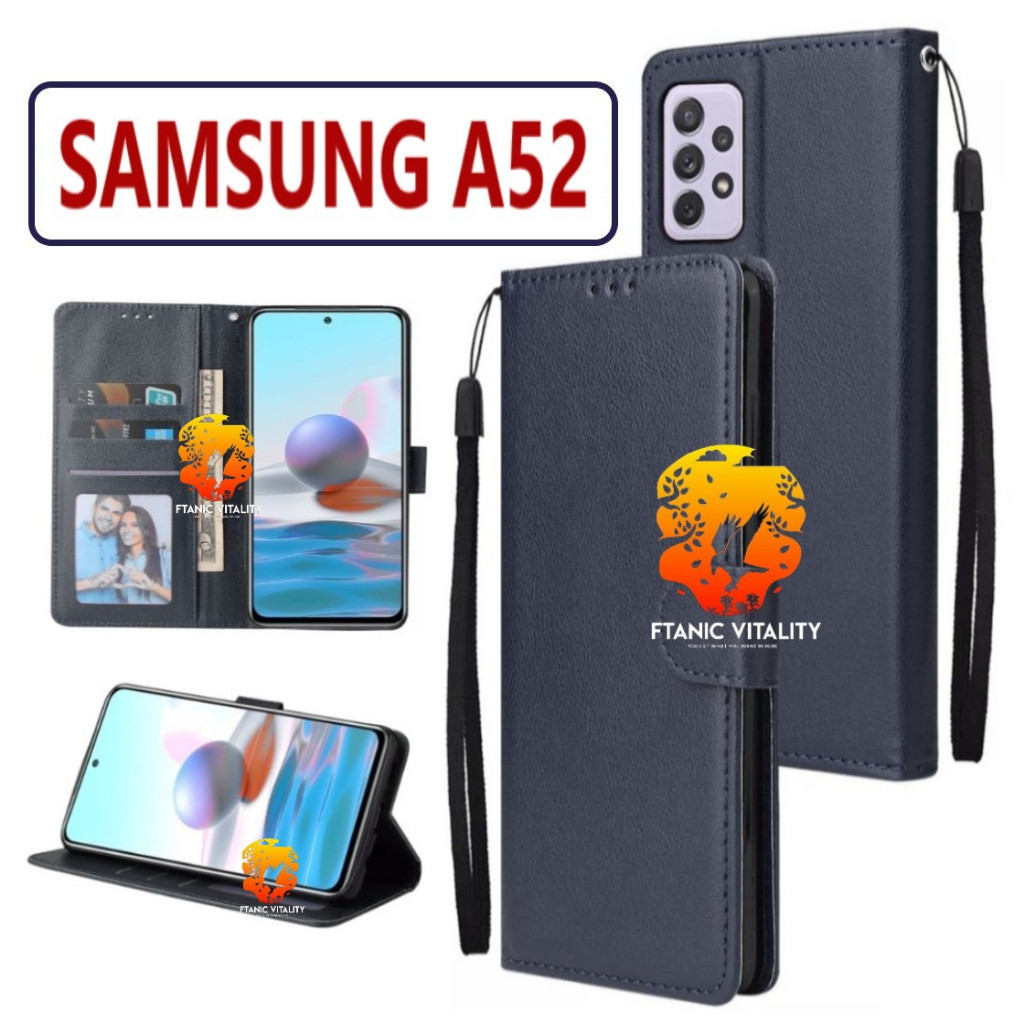 FLIP LEATHER CASING SAMSUNG A52 CASE KULIT FLIP WALLET LEATHER DOMPET KULIT PREMIUM SARUNG BUKA TUTU
