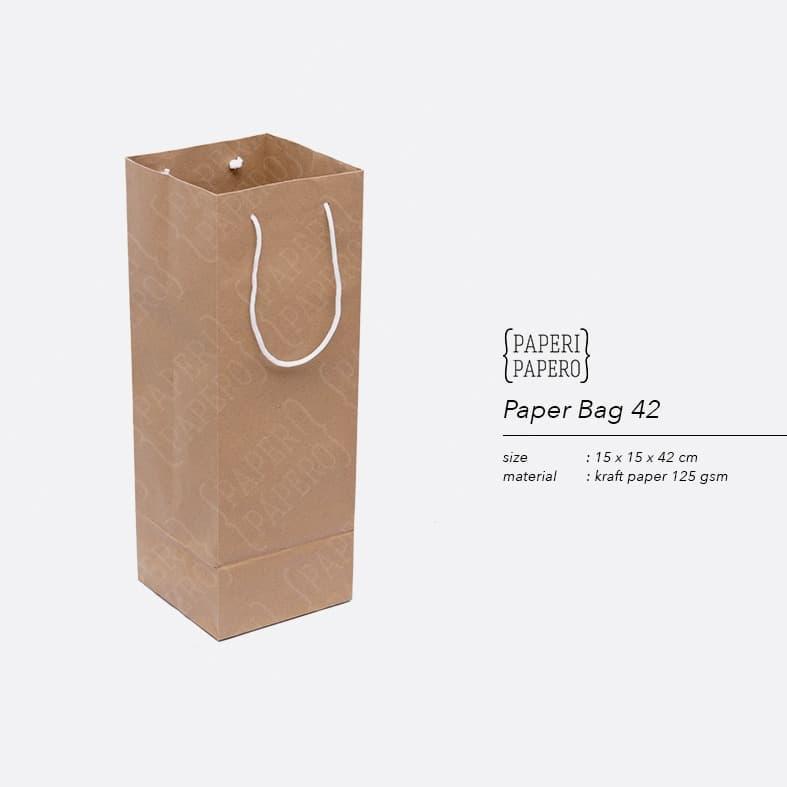 

Paper Bag / Shopping Bag (15 x 15 x 42 cm) - Untuk 4 Paper Bowl / Toples - Tas Kertas Kraft Cokelat