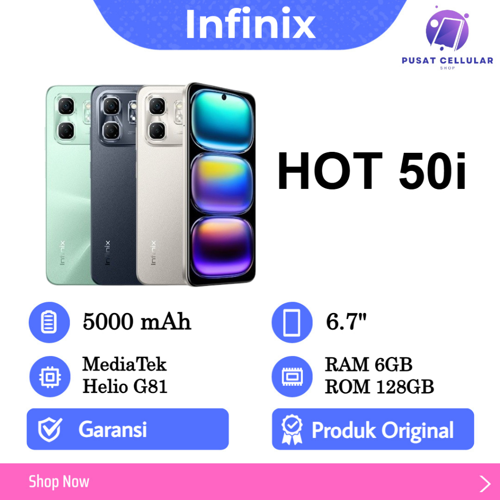 READY STOK!!! INFINIX HOT 50i 6/128GB Helio G81