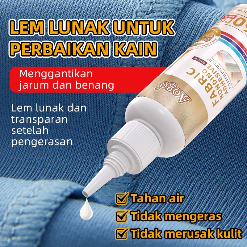 

Aogo Lem Khusus Kain/Perbaikan Cepat Tanpa Jahit/Bening, Fleksibel & Kuat