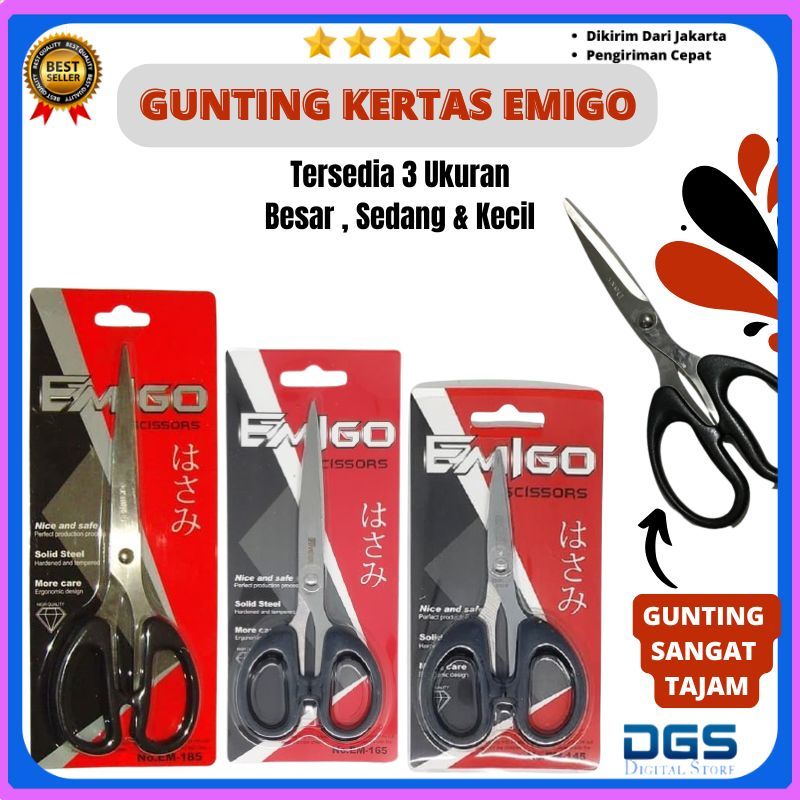 

DGS Gunting Kertas Emigo Hitam Kecil Sedang Besar Alat Pemotong