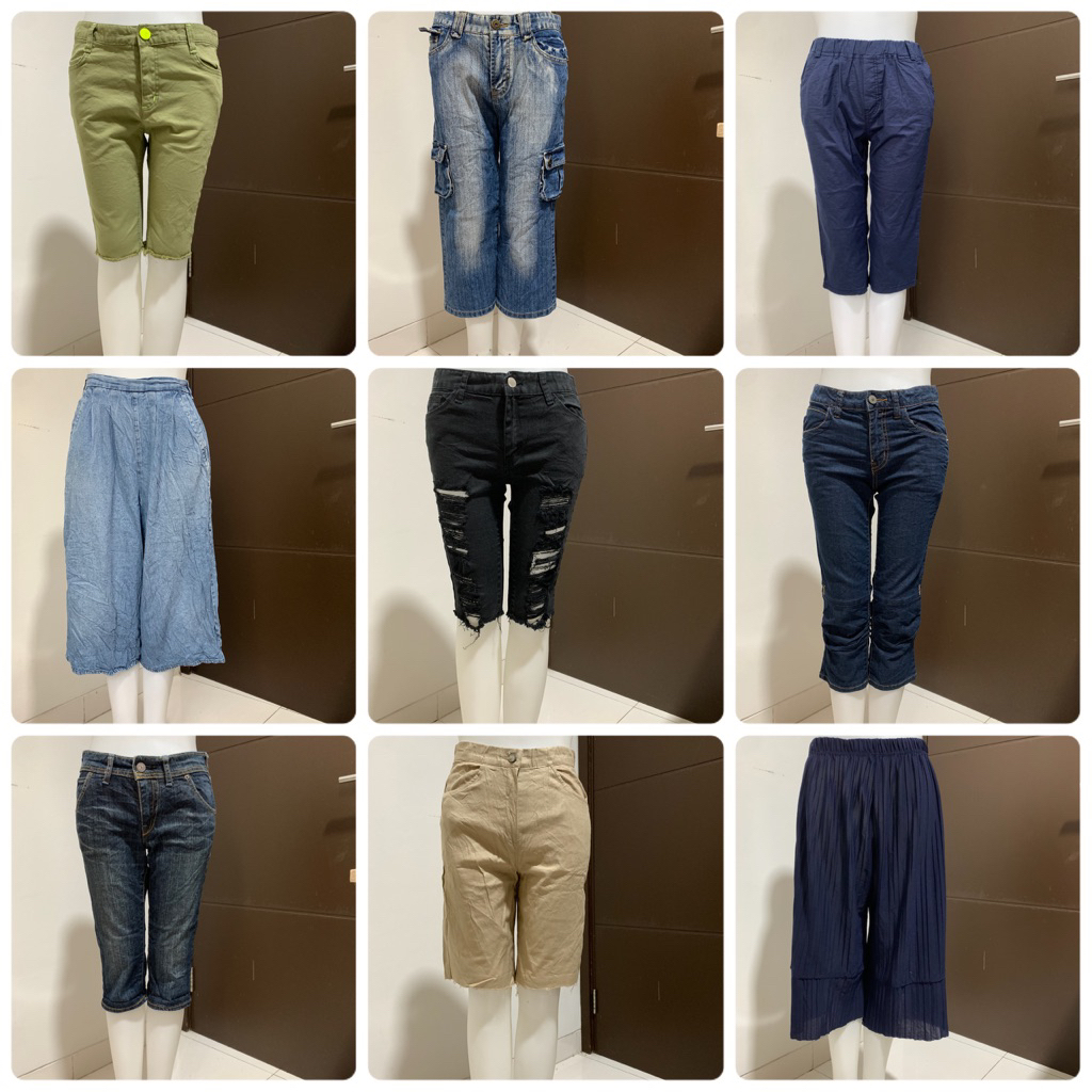 Celana pendek 3/4 jeans leging chinos wanita