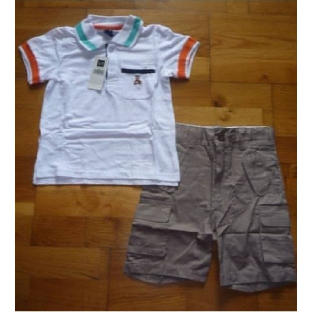 Setelan GAP Anak Laki-Laki  Kaos Kerah Putih