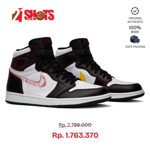 AIR JORDAN I HIGH DEFIANT "BLACK GYM RED" SEPATU SNEAKERS PRIA ORI