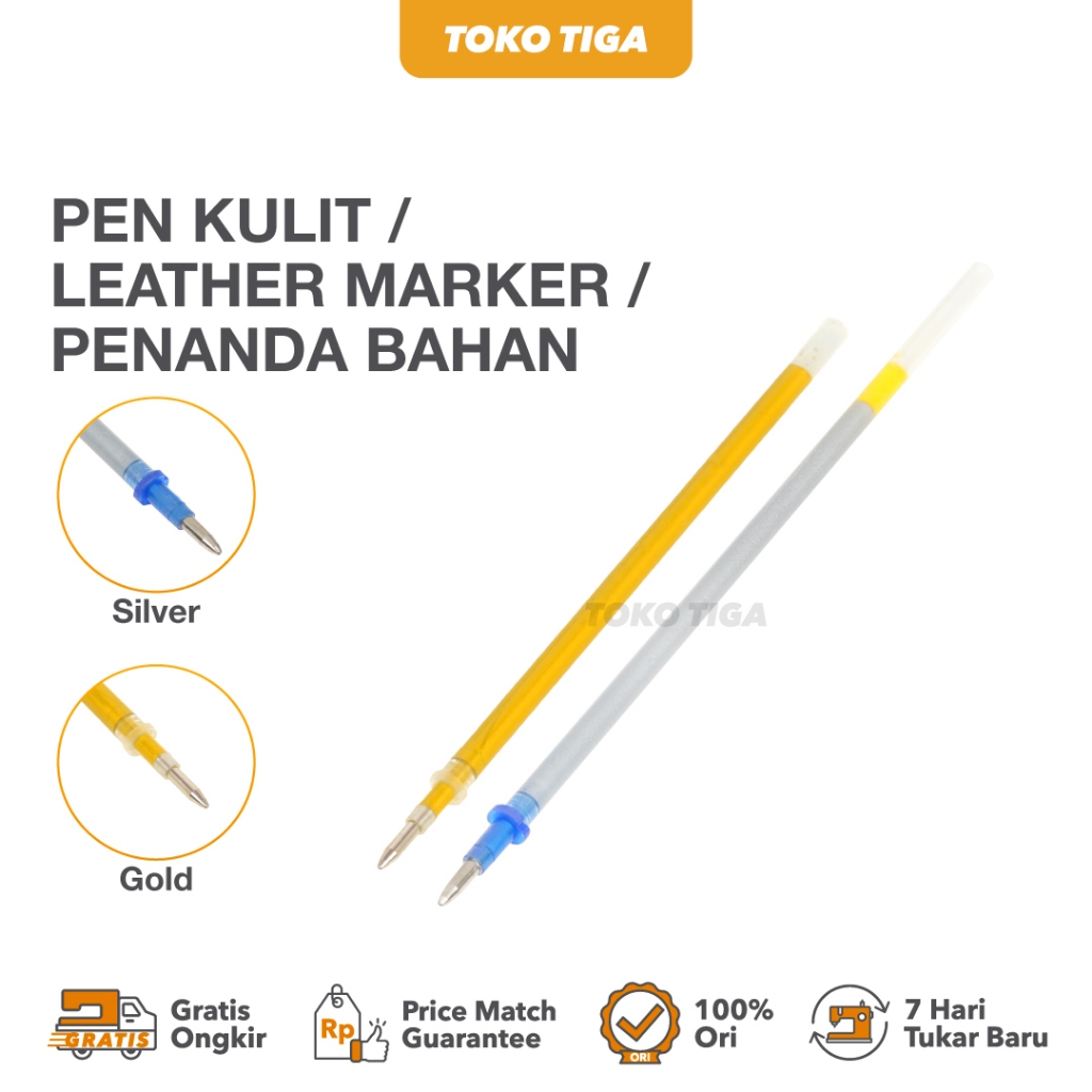 

Pen Kulit / Leather Marker / Penanda Bahan Kulit - Silver