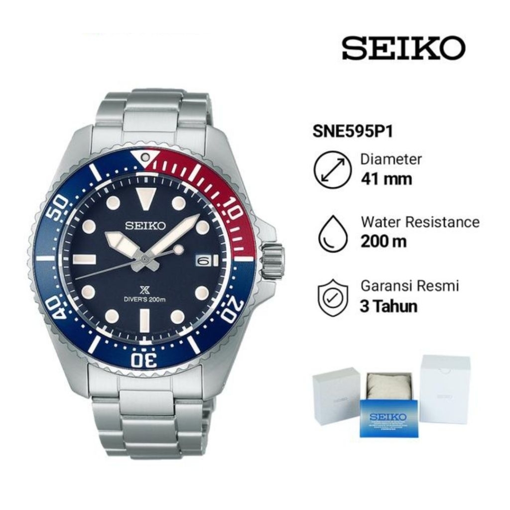 Seiko Prospex SNE595P1 Solar Divers Jam Tangan Pria Original
