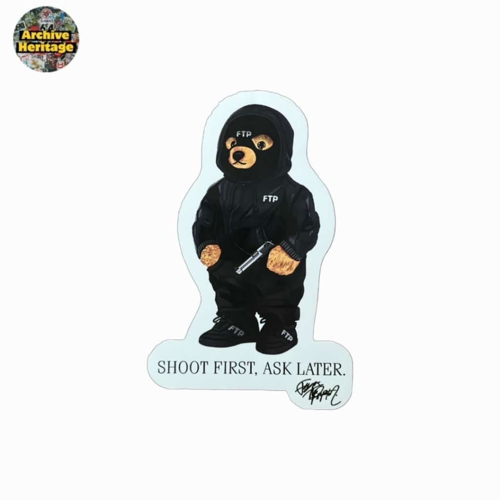 

sticker FTP bear shoot first ask F*ck The Population stiker