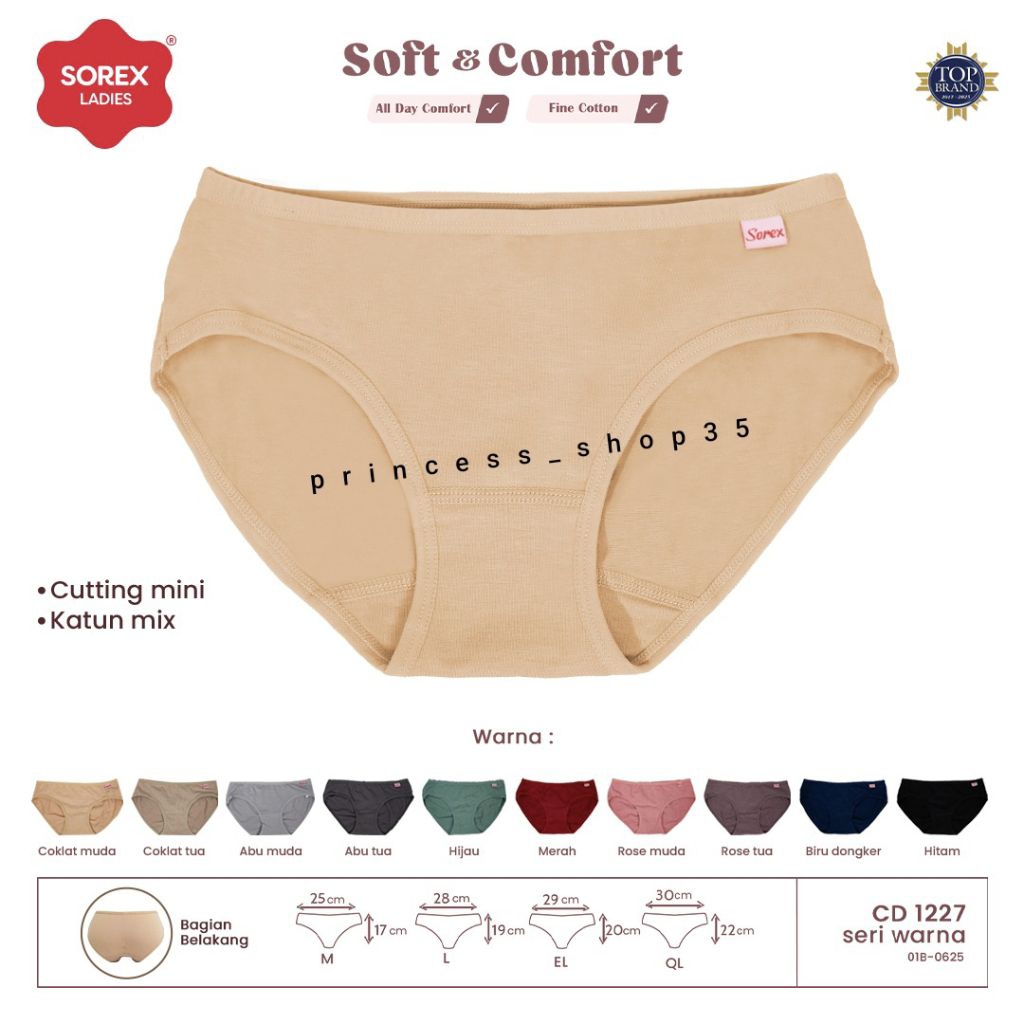 Sorex Cd Basic Mini Katun Mix 1227 Celana Dalam Wanita Nyaman Lembut