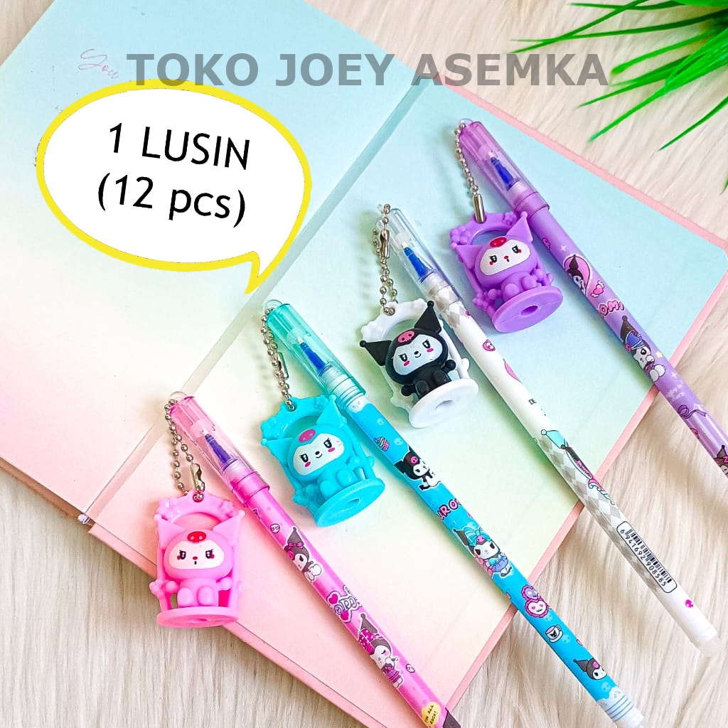 

(12 PCS) PEN AYUNAN KUROMI PENA PULPEN SANRIO BOLPEN GEL TINTA ALAT TULIS