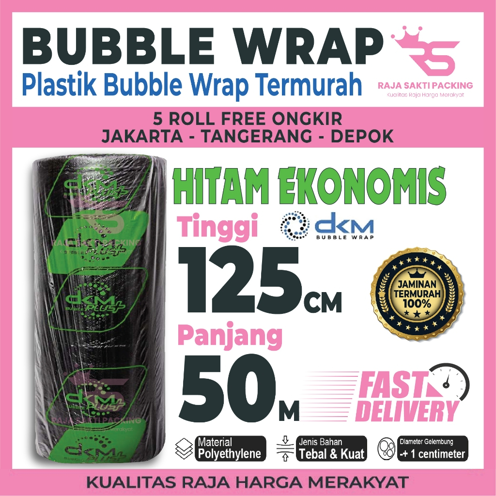 

Plastik Bubble Wrap Hitam Hijau Bagus 125CM X 50M Bubble Wrap DKM PLUS Buble Wrap Rusfet Hitam Ekonomis Termurah