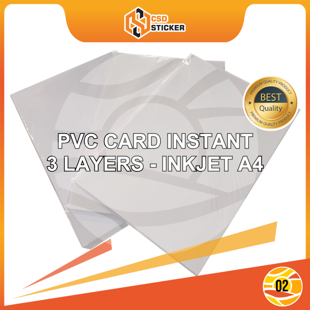 

CSD PVC ID CARD PET Instant Printer Inkjet A4 0,76 mm Dye Pigment Member Card / ATM / Kartu Anggota Pack isi 50 Set
