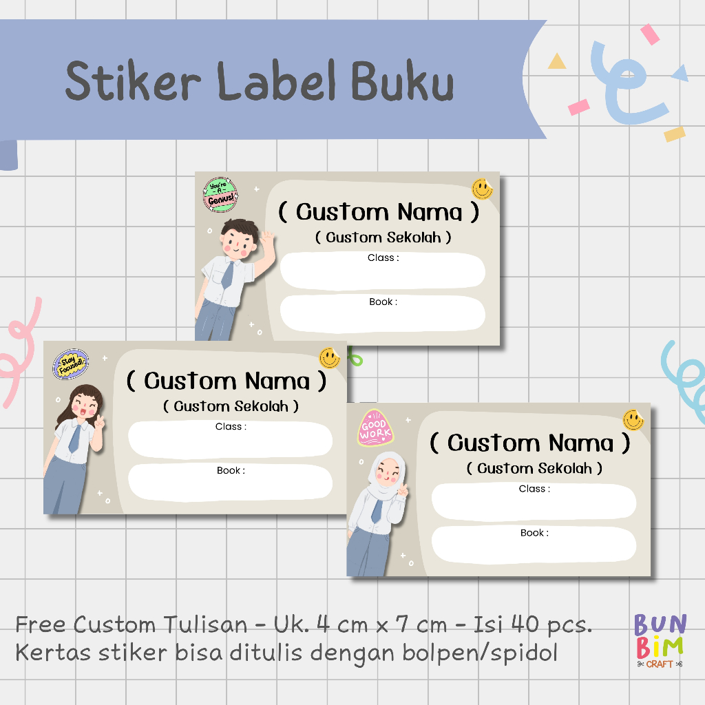 

Stiker Label Buku Pelajaran / Stiker Buku Custom / Stiker Anak SMA